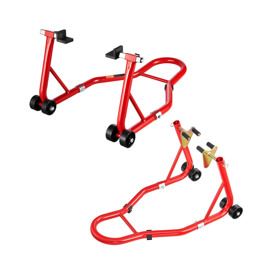VEVOR Motorcycle Front & Rear Stand Lift 850lb Spoolift Paddock Swingarm Arm Red