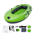 Inflatable Boat, 4-Person Inflatable Fishing Boat, Strong PVC Portable Boat Raft Kayak, 1158mm Aluminum Oars, High-Output Pump, Fishing Rod Holders, and 2 Seats, 1100 lb Capacity for Adults Kids