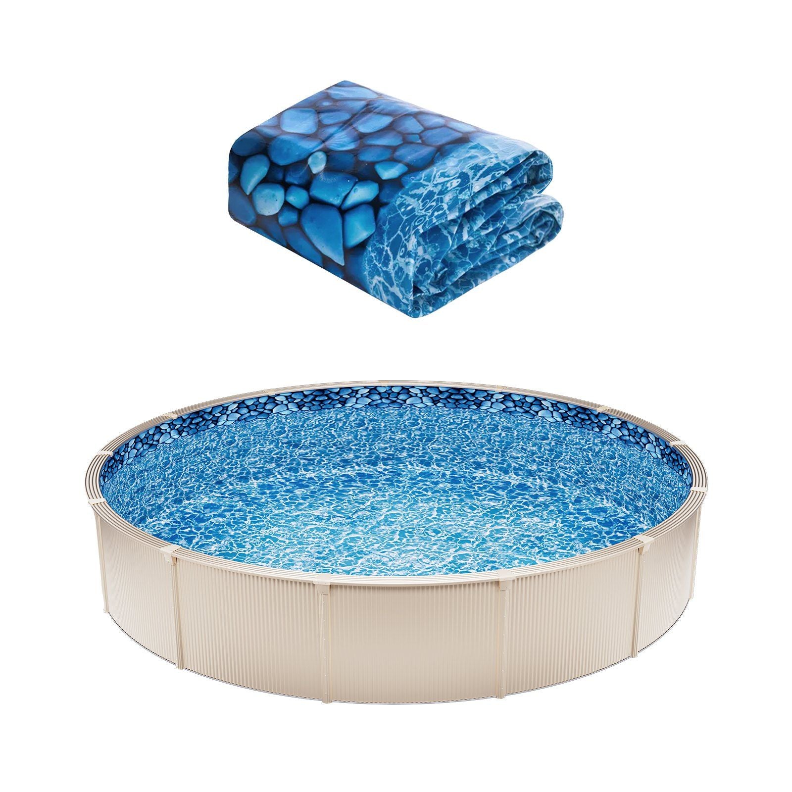 Pool Liner, 30ft Round Pool Liner, Uinbead Style, Durable Vinyl Pool Liner, Standard Gauge, 52in Wall Height, Pool Liner Replacement for Steel Sided Above-Ground Swimming Pools