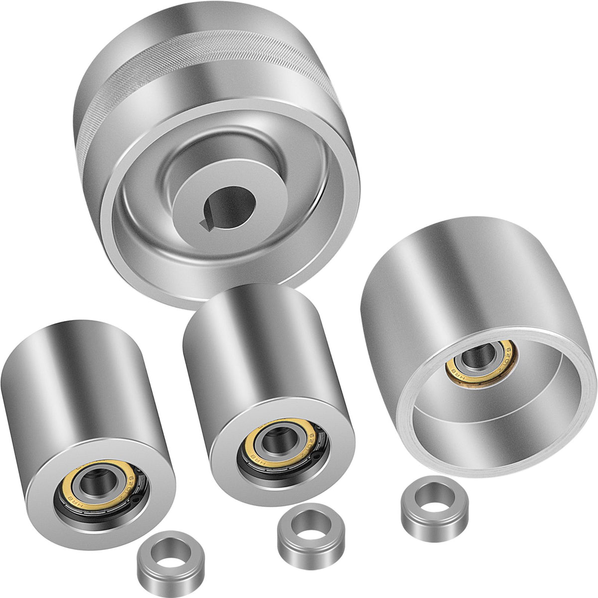 Belt Grinder 2" x 72" Wheel Set, Belt Knife Grinder Wheel Set, Aluminum Belt Grinder Wheel Crowned for Knife Grinder with 4" Drive Wheel (0.94" Bore), 3" Tracking Wheel and 2 x 2" Idler Wheels
