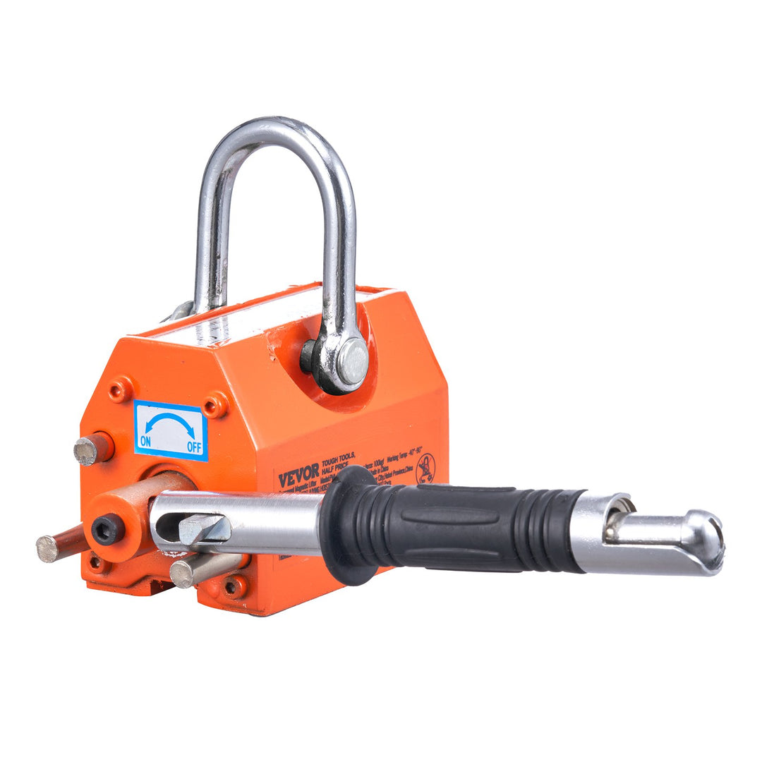 VEVOR Magnetic Lifter, 100 kg/220 lbs Pulling Capacity, 2.5 Safety Factor, Neodymium & Steel, Lifting Magnet with Release, Permanent Lift Magnets, Heavy Duty Magnet for Hoist, Shop Crane, Block, Board