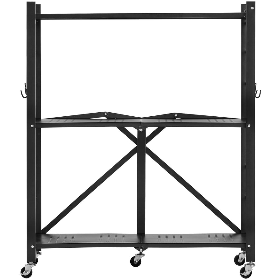 VEVOR 3-Tier Foldable Storage Shelf with Wheels 76 x 33 x 91 cm Metal Shelving