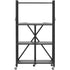4-Tier Foldable Storage Shelf with Wheels, 66 cm W x 33 cm D x 117 cm H Folding Metal Rack Shelving Unit, No Assembly Organizer Shelf for Garage, Kitchen, Basement, Black