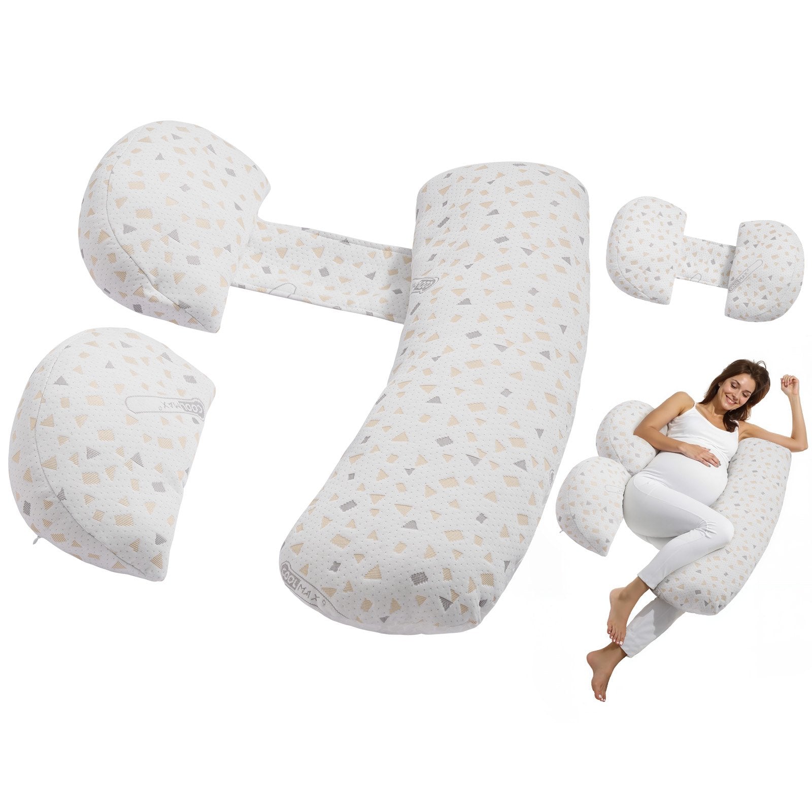 Pregnancy Pillows, Adjustable Maternity Pillow for Pregnant Women, Soft Pregnancy Body Pillow with Removable & Washable Cover for Back Belly Hip Support, Lightweight and Portable
