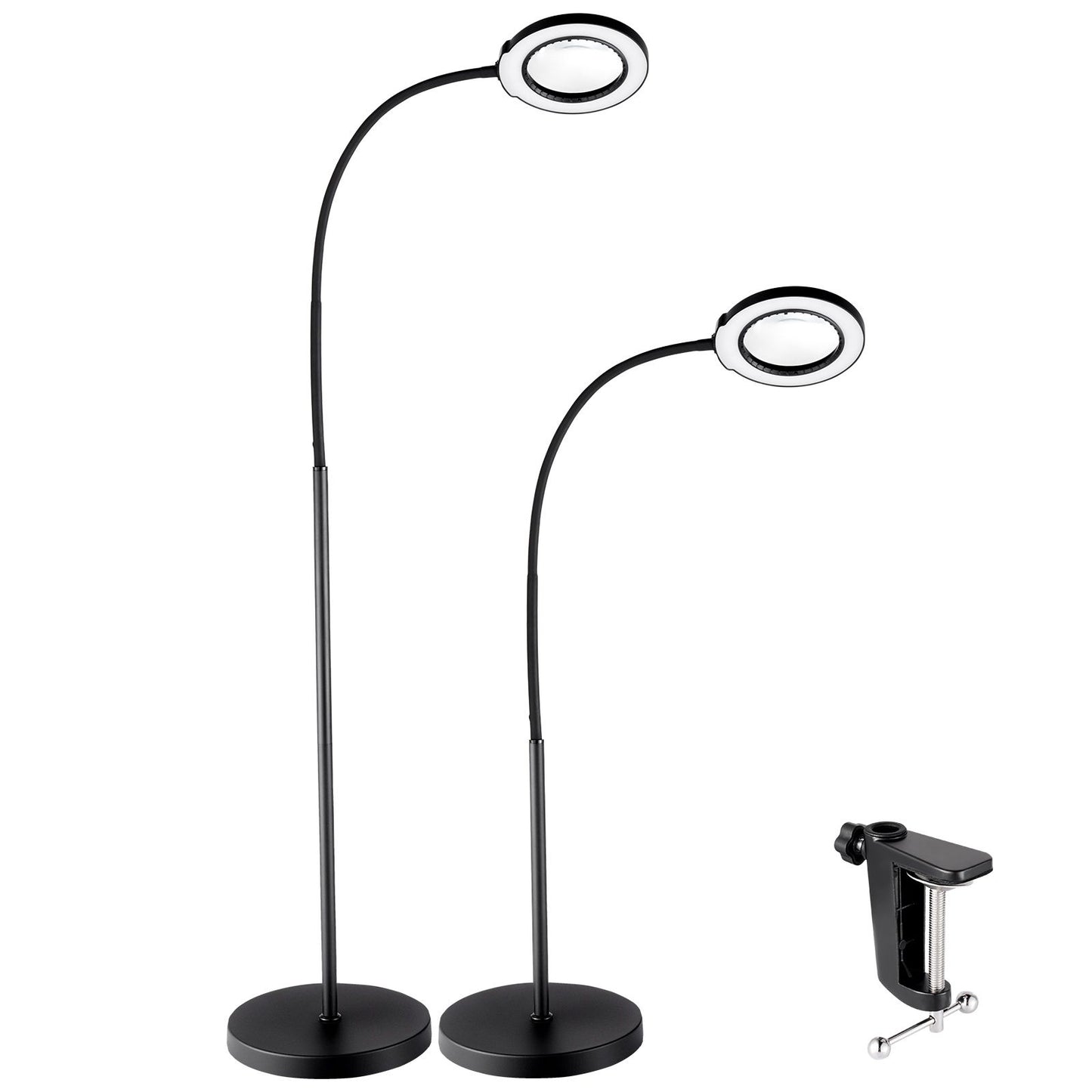 5X Floor Magnifying Glass with Light and Stand Flexible Gooseneck LED