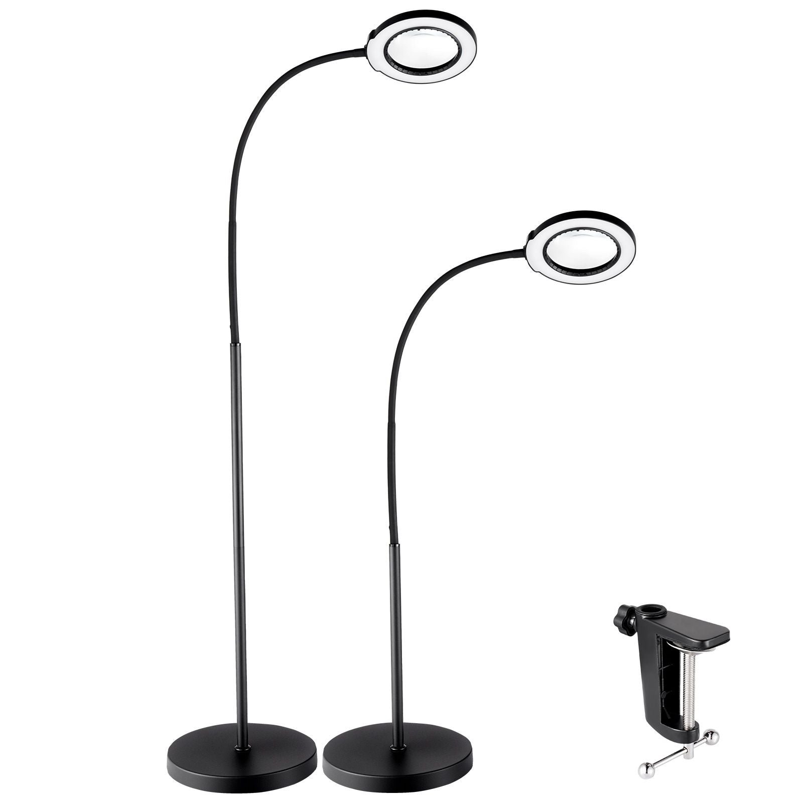 5X Floor Magnifying Glass with Light and Stand Flexible Gooseneck LED