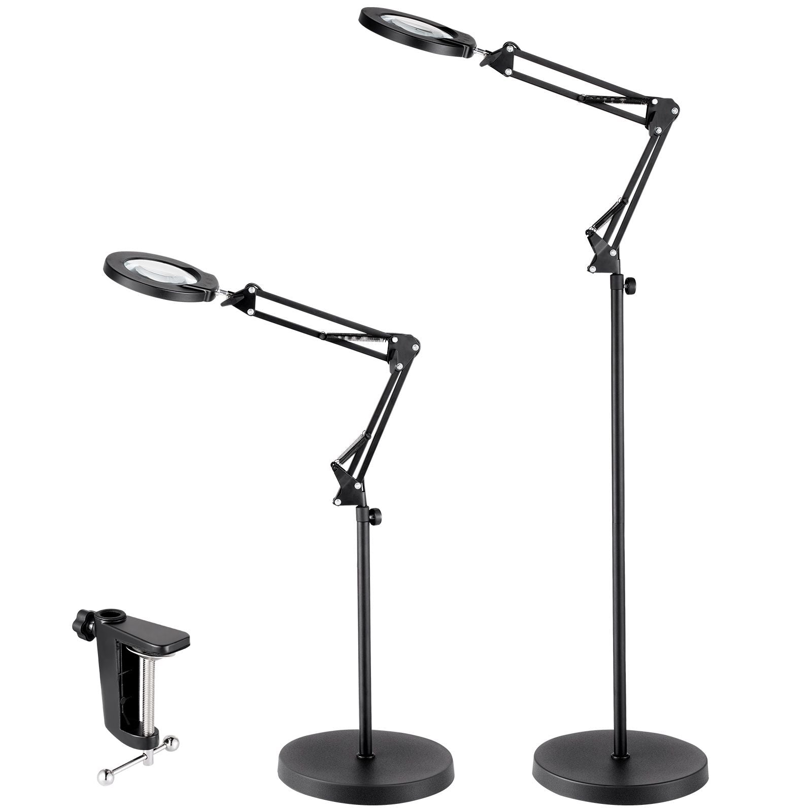 Magnifying Floor Lamp, 5X Standing Magnifying Glass with Light, Height Adjustable Floor Magnifier with Light, Flexible Arm, 3-in-1 LED 5 Color Modes Stepless Dimmable, for Reading Craft
