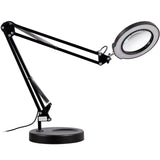 Magnifying Glass with Light and Stand, 5X Magnifying Lamp, 4.3" Glass Lens, Base and Clamp 2-in-1 Desk Magnifier with Light, 64 LED Lights 5 Color Modes, for Close Work Reading Repair Crafts