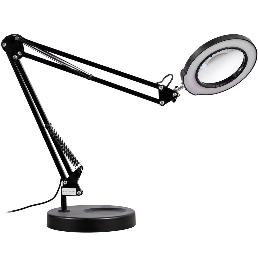 Magnifying Glass with Light and Stand, 5X Magnifying Lamp, 4.3" Glass Lens, Base and Clamp 2-in-1 Desk Magnifier with Light, 64 LED Lights 5 Color Modes, for Close Work Reading Repair Crafts