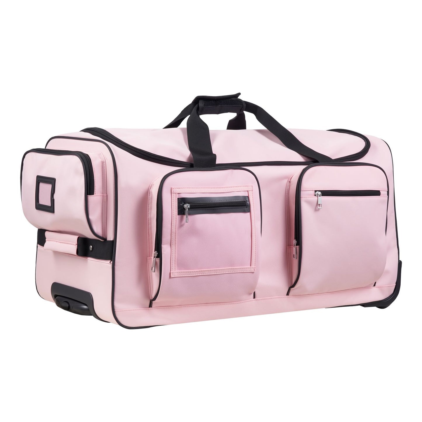 Dance Bag with Garment Rack, 736.6 mm Rolling Dance Duffel, with Wheels, USB Port, Height Adjustable Clothes Rack, Privacy Protection Curtain, Ideal for Travel and Competitions, Matte Pink