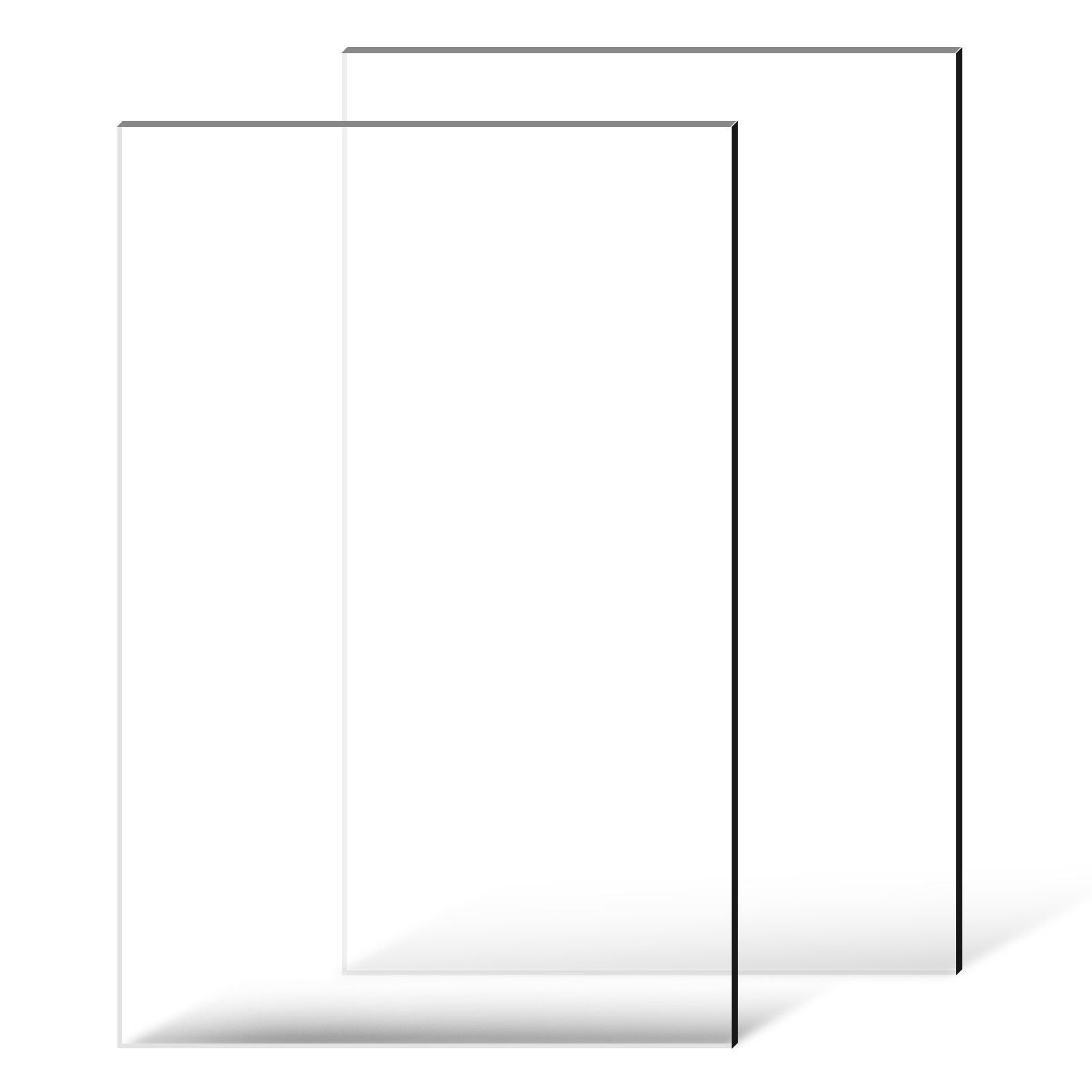 Plexiglass Acrylic Sheet, 2-Pack Plastic Sheets, 610 x 914 mm 6 mm Thick Clear Plastic Cast Transparent Glass for Crafting Projects, Replacement Picture Frame Glass, DIY Display, Easy to Cut