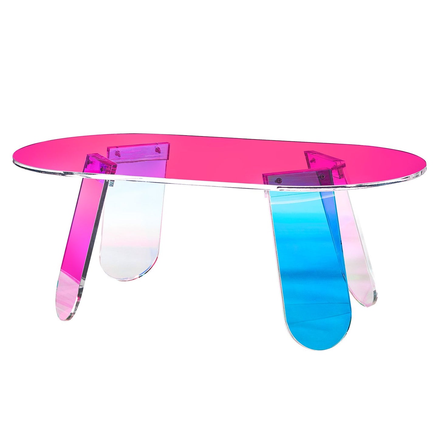 Acrylic Coffee Table, Iridescent Acrylic End Table, 13.8 inch high Colorful Acrylic Side Table, for Coffee, Drink, Food, Snack used in Living Room, Courtyard, Terrace