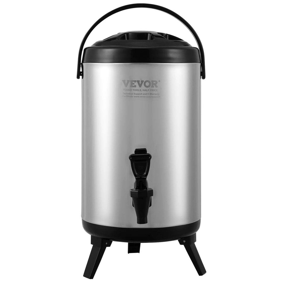 Stainless Steel Insulated Beverage Dispenser, 7.6 Liter, Thermal Hot and Cold Drink Server Dispenser with Spigot Handle, Food-grade for Hot Tea Coffee Water Restaurant Drink Shop