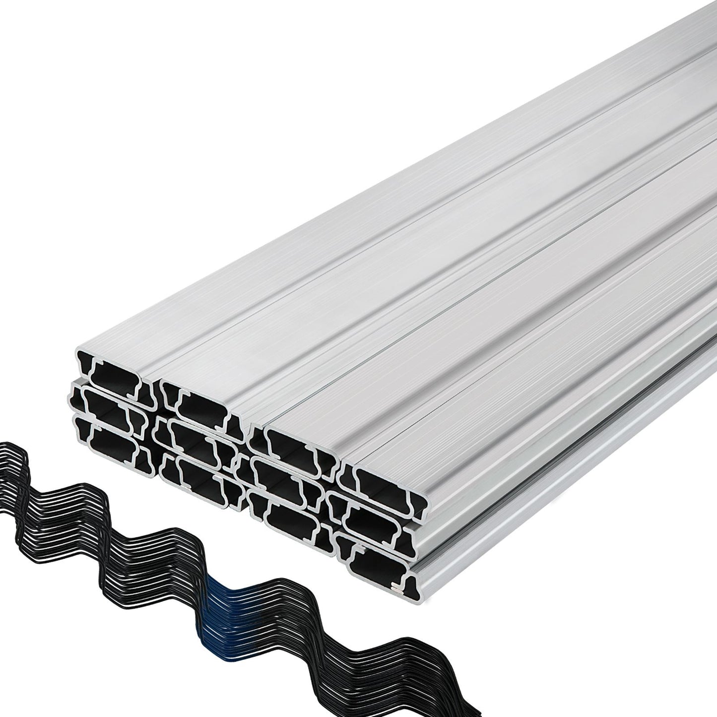 Spring Wire and Lock Channel,2 m Spring Lock & U-Channel Bundle for Greenhouse, 20 Packs PE Coated Spring Wire & Aluminum Alloy Channel, Plastic Poly Film or Shade Cloth Attachment with Screw