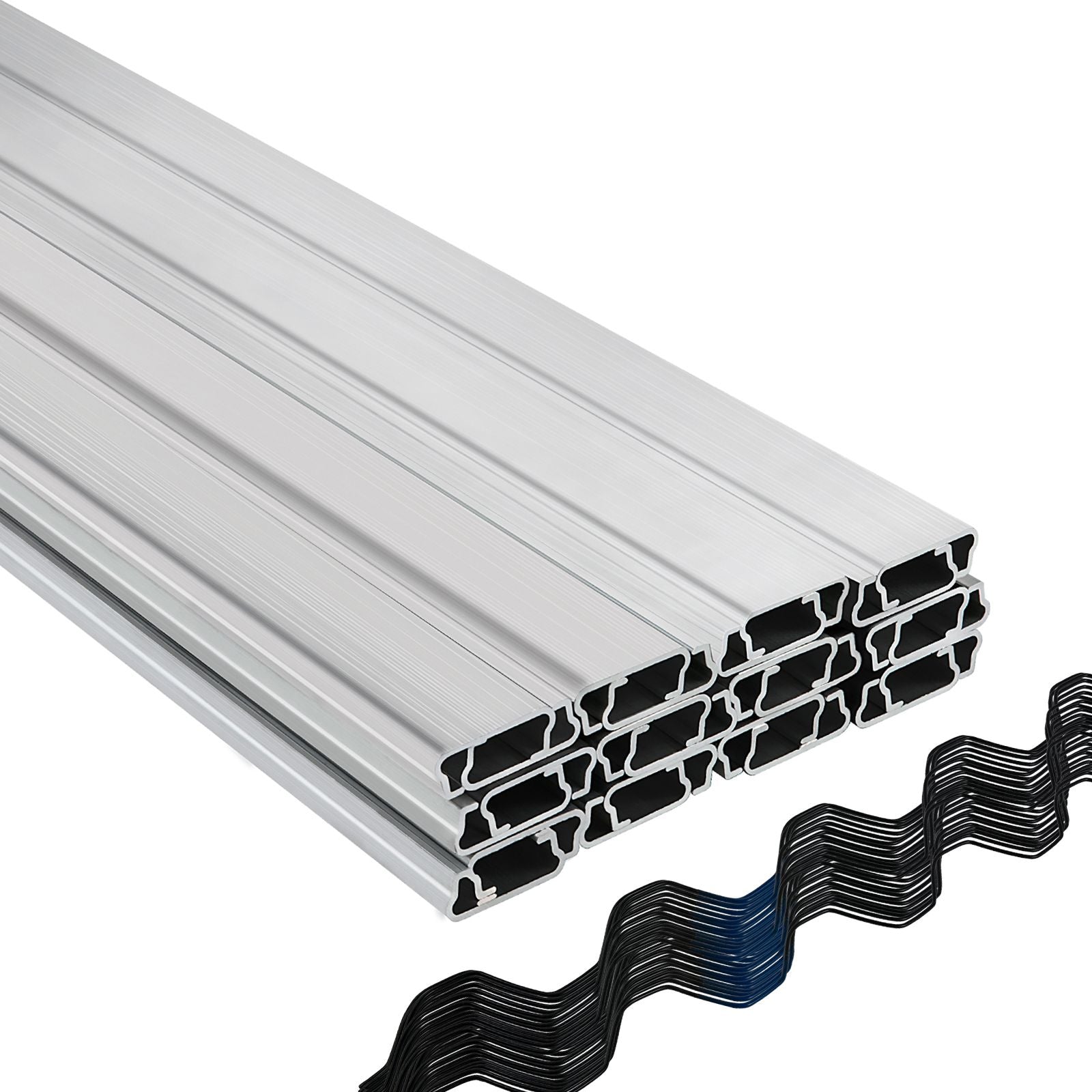 Spring Wire and Lock Channel, 2m Spring Lock & U-Channel Bundle for Greenhouse, 40 Packs PE Coated Spring Wire & Aluminum Alloy Channel,Plastic Poly Film or Shade Cloth Attachment with Screw