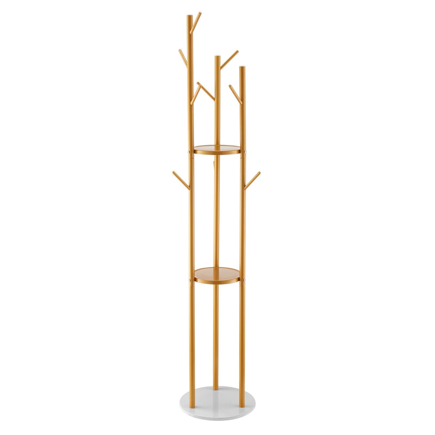 Coat Rack, Freestanding Coat Rack Stand with Quartz Stone Base & 9 Hooks, Free Standing Hall Coat Tree for Entryway, Bedroom, Office, Living Room, Modern Clothes Hanger for Coat, Hat, Scarf, Bag