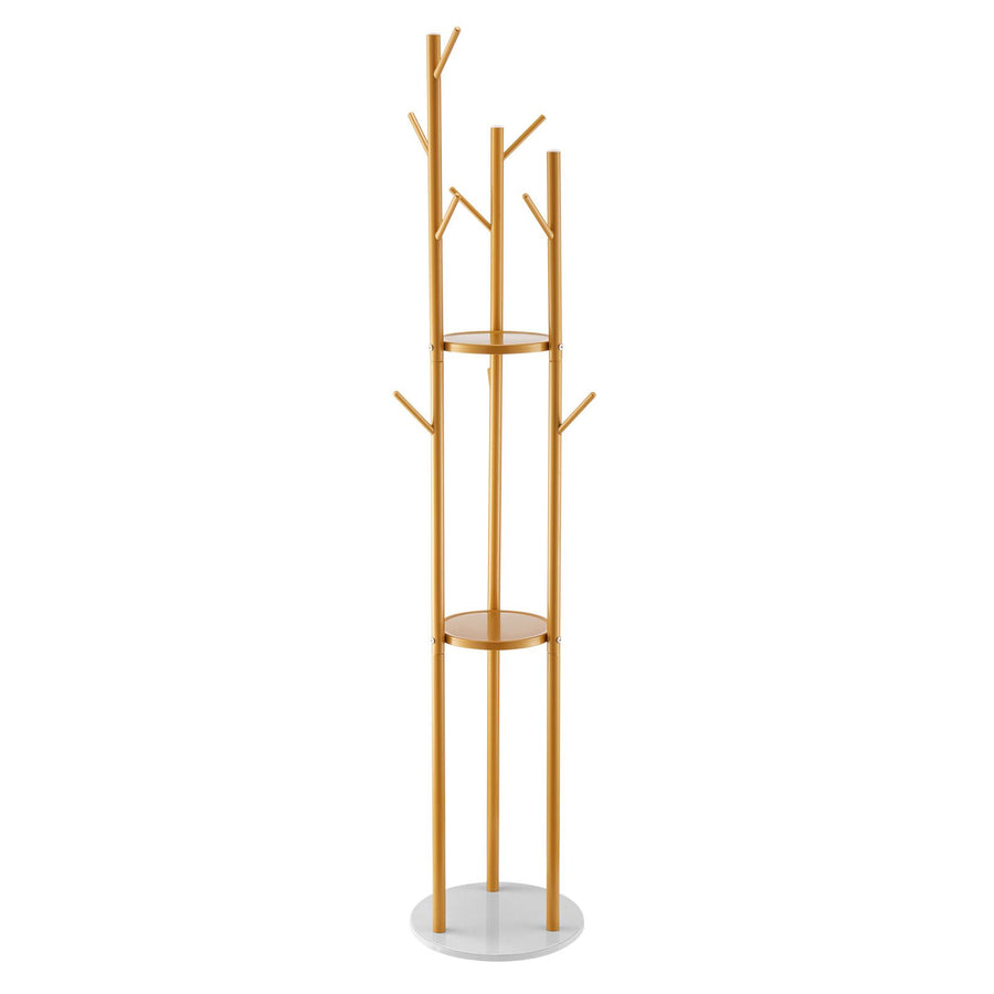 Coat Rack, Freestanding Coat Rack Stand with Quartz Stone Base & 9 Hooks, Free Standing Hall Coat Tree for Entryway, Bedroom, Office, Living Room, Modern Clothes Hanger for Coat, Hat, Scarf, Bag