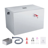 Commercial Grease Trap, 40 LBS Grease Interceptor, Side Inlet Interceptor, Under Sink Stainless Steel Grease Trap, 10 GPM Waste Water Oil-water Separator, for Restaurant Canteen Home Kitchen