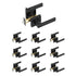Privacy Door Handle, 10 Pack Matte Black Door Lever, Left or Right Handing Reversible Lever with Keyless Lock, 45° Rotation to Open, Universal Square Interior for Bedroom and Bathroom Doors