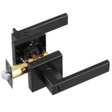 Privacy Door Handle, 1 Pack Matte Black Door Lever, Left or Right Handing Reversible Lever with Keyless Lock, 45° Rotation to Open, Universal Square Interior for Bedroom and Bathroom Doors