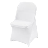 Stretch Spandex Folding Chair Covers, Universal Fitted Chair Cover, Removable Washable Protective Slipcovers, for Wedding, Holiday, Banquet, Party, Celebration, Dining (100PCS White)