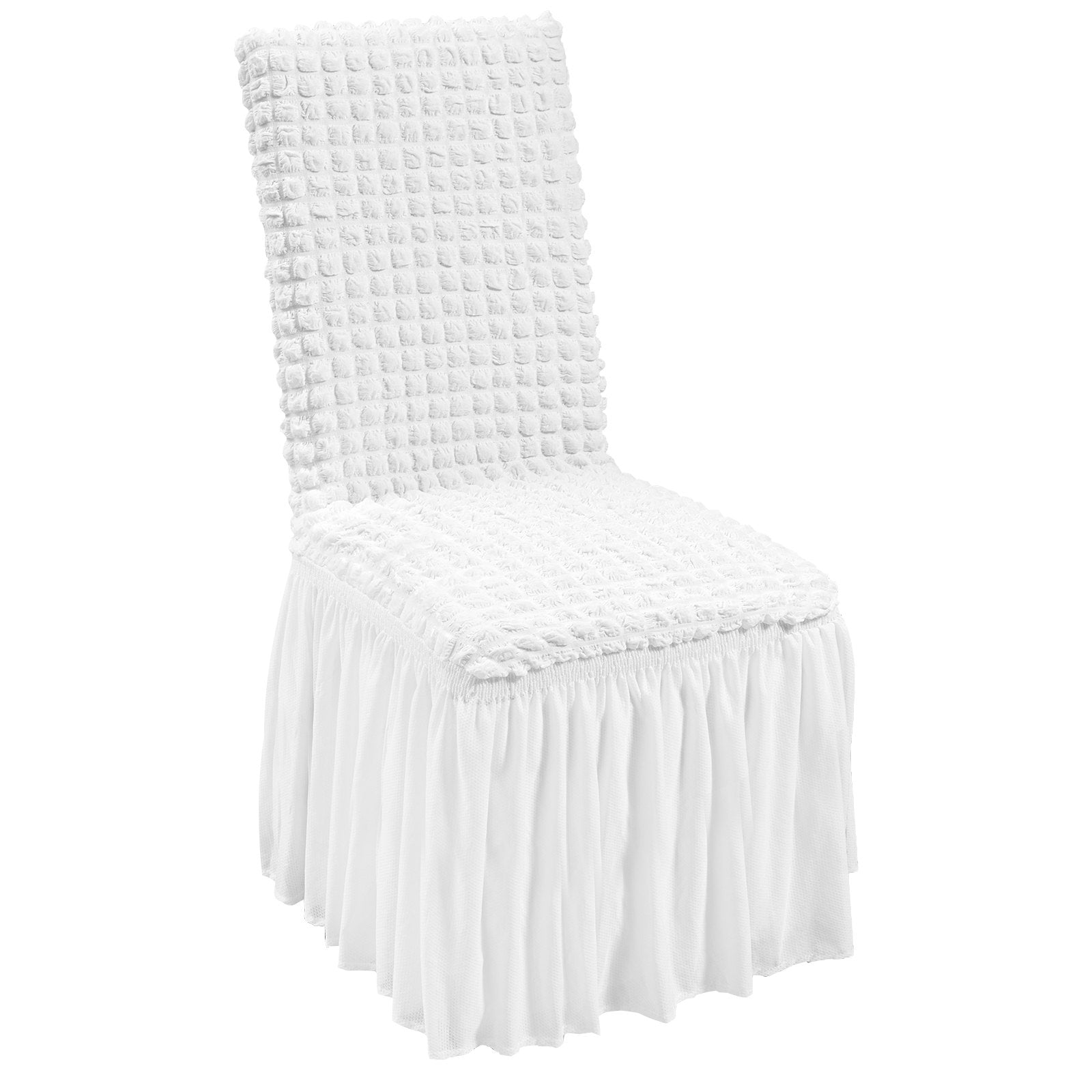 VEVOR Stretch Spandex Folding Chair Covers, Universal Fitted Chair Cover with Skirt, Removable Washable Protective Slipcovers, for Wedding, Holiday, Banquet, Party, Celebration, Dining (4 PCS White)