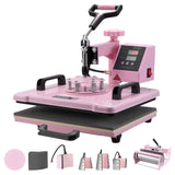 Heat Press Machine 12x15 in 8 in 1 with 30oz Tumbler Press T-Shirts Pink