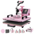 Heat Press Machine 12x15 in 8 in 1 with 30oz Tumbler Press T-Shirts Pink