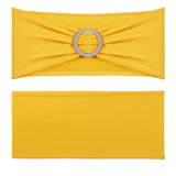 Stretch Spandex Chair Sashes, Chair Slipcover and Stretch Chair Sash with Round Buckle, Elastic Chair Bands, Fitting Wedding, Holiday, Banquet, Party Chair Decoration (50 PCS Golden Yellow)