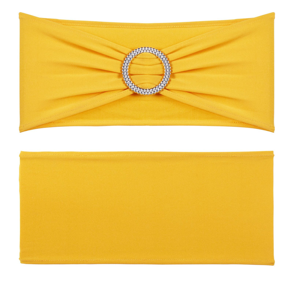 Stretch Spandex Chair Sashes, Chair Slipcover and Stretch Chair Sash with Round Buckle, Elastic Chair Bands, Fitting Wedding, Holiday, Banquet, Party Chair Decoration (50 PCS Golden Yellow)