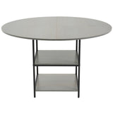 Round Dining Table, 47 inch Wood Table for 4-6 Person, Modern Circle Dinner Furniture, Leisure Tables with Storage Shelf and Metal Legs, for Home Kitchen Living Room, Grey (Only Table)