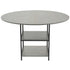Round Dining Table, 47 inch Wood Table for 4-6 Person, Modern Circle Dinner Furniture, Leisure Tables with Storage Shelf and Metal Legs, for Home Kitchen Living Room, Grey (Only Table)