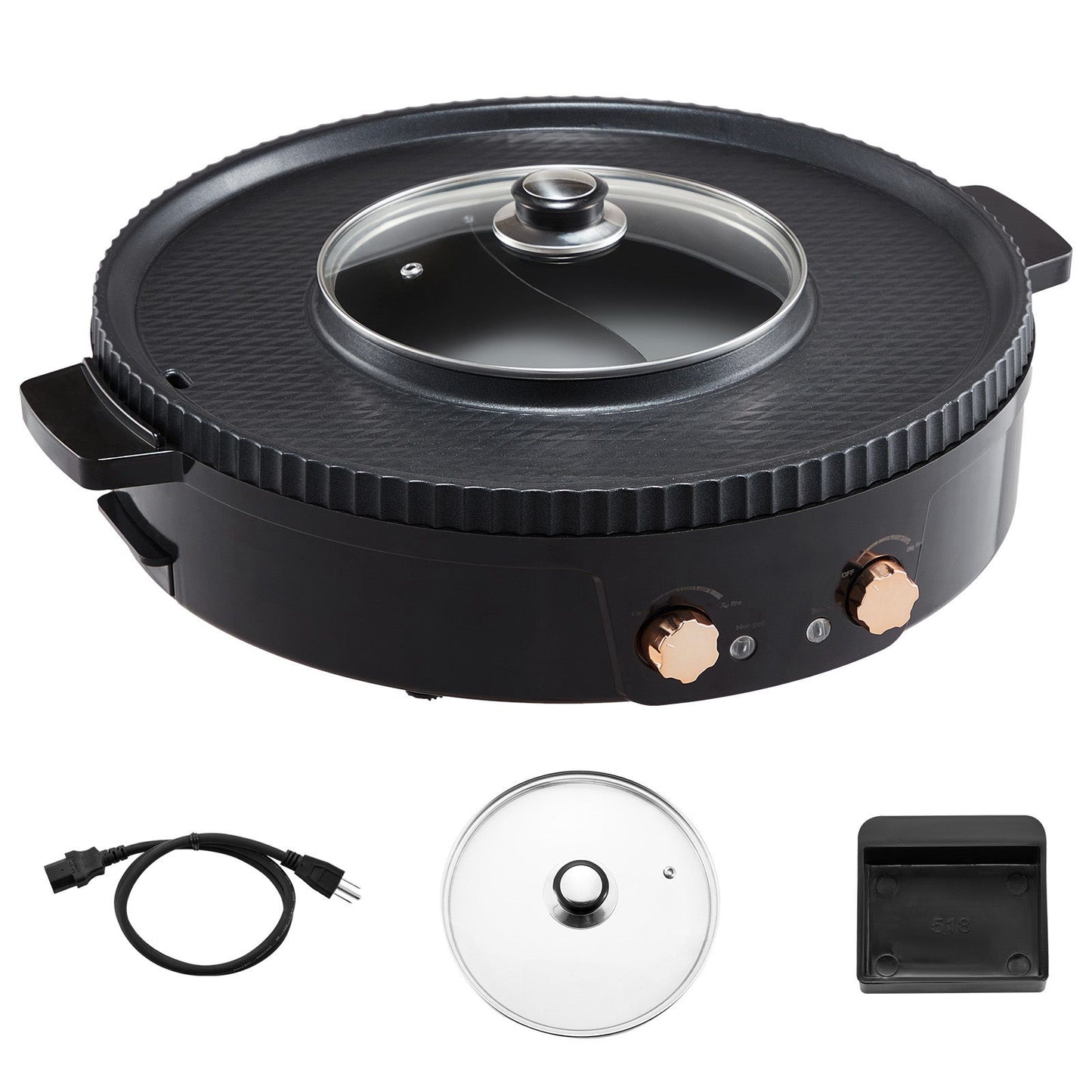 Hot Pot with Grill 1800W 2-in-1 Electric Smokeless Grill and Hot Pot