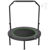 Foldable Mini Trampoline, 40 Inch Fitness Rebounder, Max Load 330lbs Exercise Trampoline, Stable & Quiet Trampoline with 4 Level Height Adjustable Foam Handle, for Adults Indoor/Garden Workout