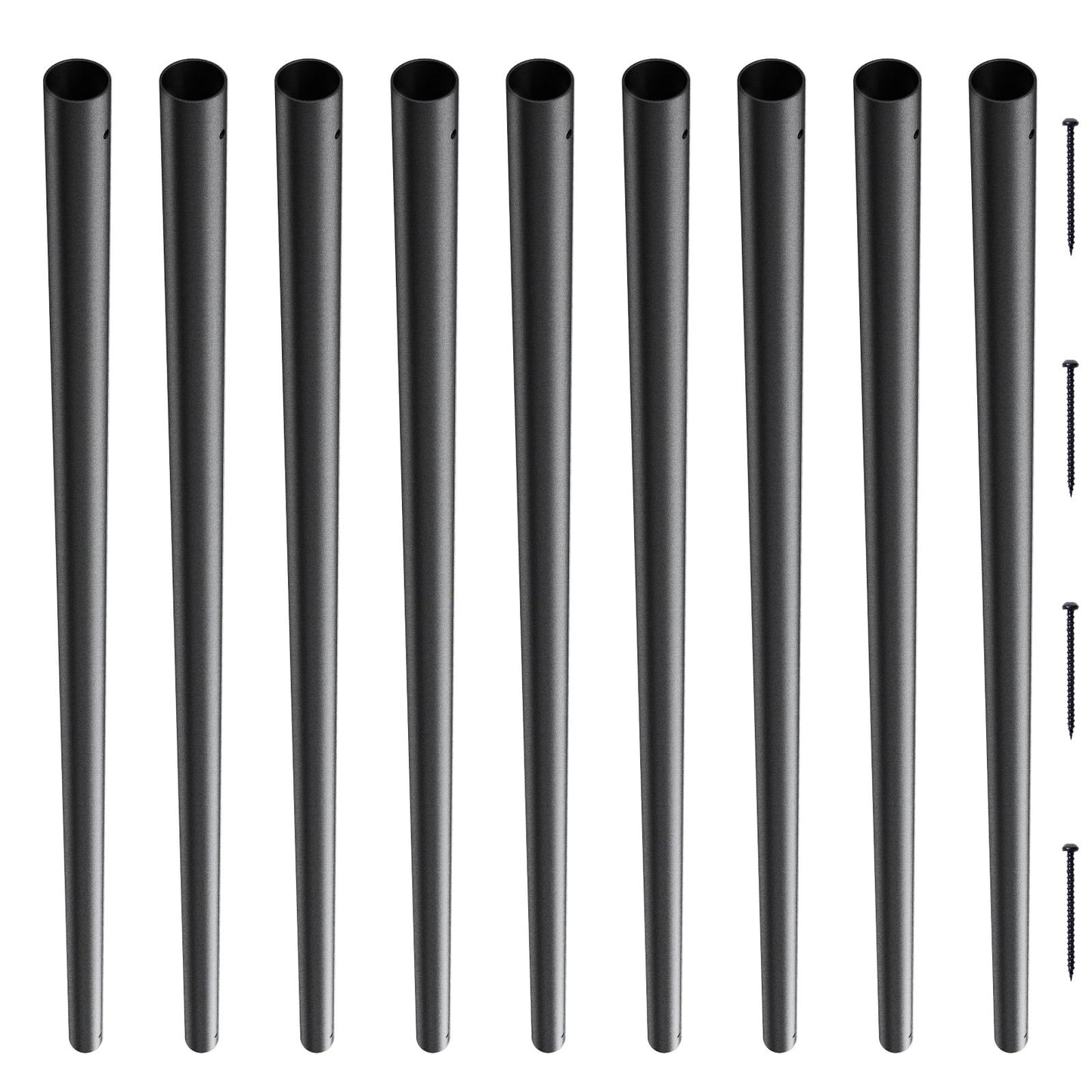 Staircase Metal Balusters, 3/4'' Round x 32'' Long Aluminum Decorative Banister Spindles, 101 Pack Deck Baluster with Screws, Classic Hollow Deck Railing Satin Black Powder Coated for Porch