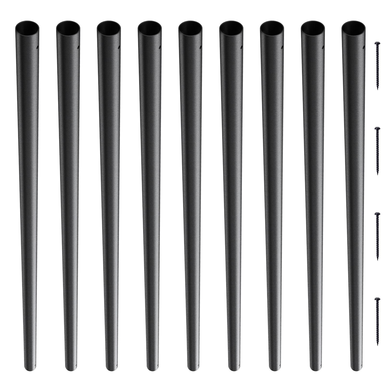 Staircase Metal Balusters, 3/4'' Round x 32'' Long Aluminum Decorative Banister Spindles, 101 Pack Deck Baluster with Screws, Classic Hollow Deck Railing Satin Black Powder Coated for Porch