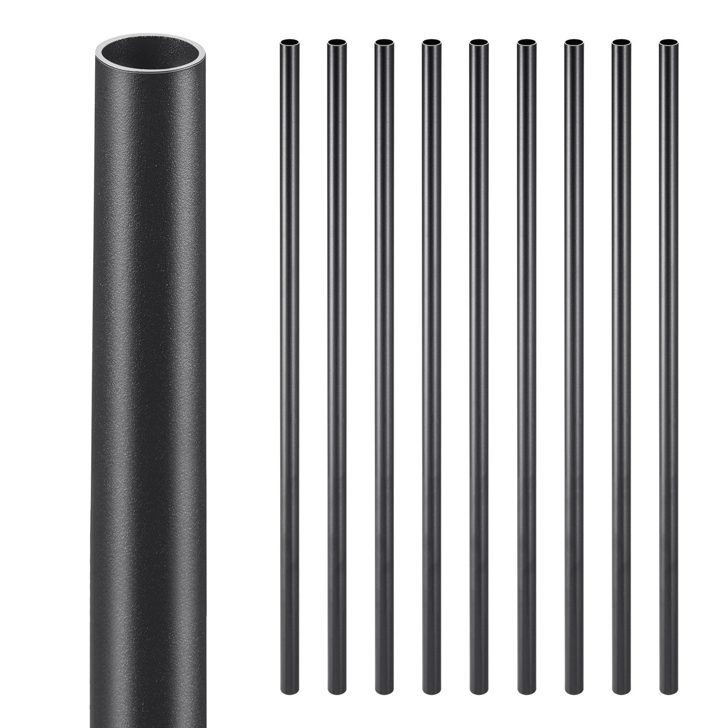 Staircase Balusters 51 Pack, 660 mm Aluminum Stair Balusters, 19 mm Water-Proof Round Metal Spindle Railing, Hollow Deck Railing with Rail Caps & Screws for Stairs, Porch, Patio, Fence, Black