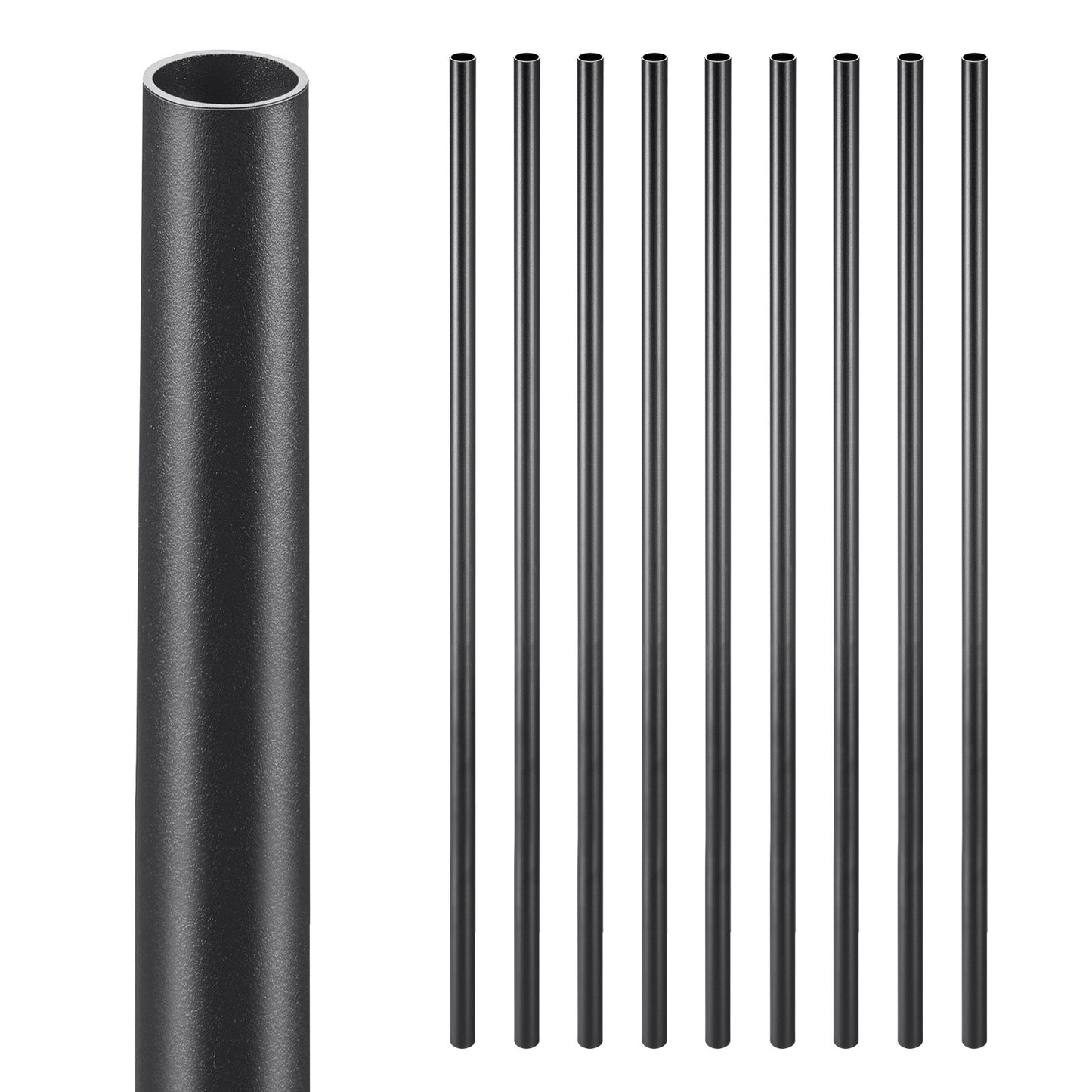 Staircase Balusters 51 Pack, 813 mm Aluminum Stair Balusters, 19 mm Water-Proof Round Metal Spindle Railing, Hollow Deck Railing with Rail Caps & Screws for Stairs, Porch, Patio, Matte Black