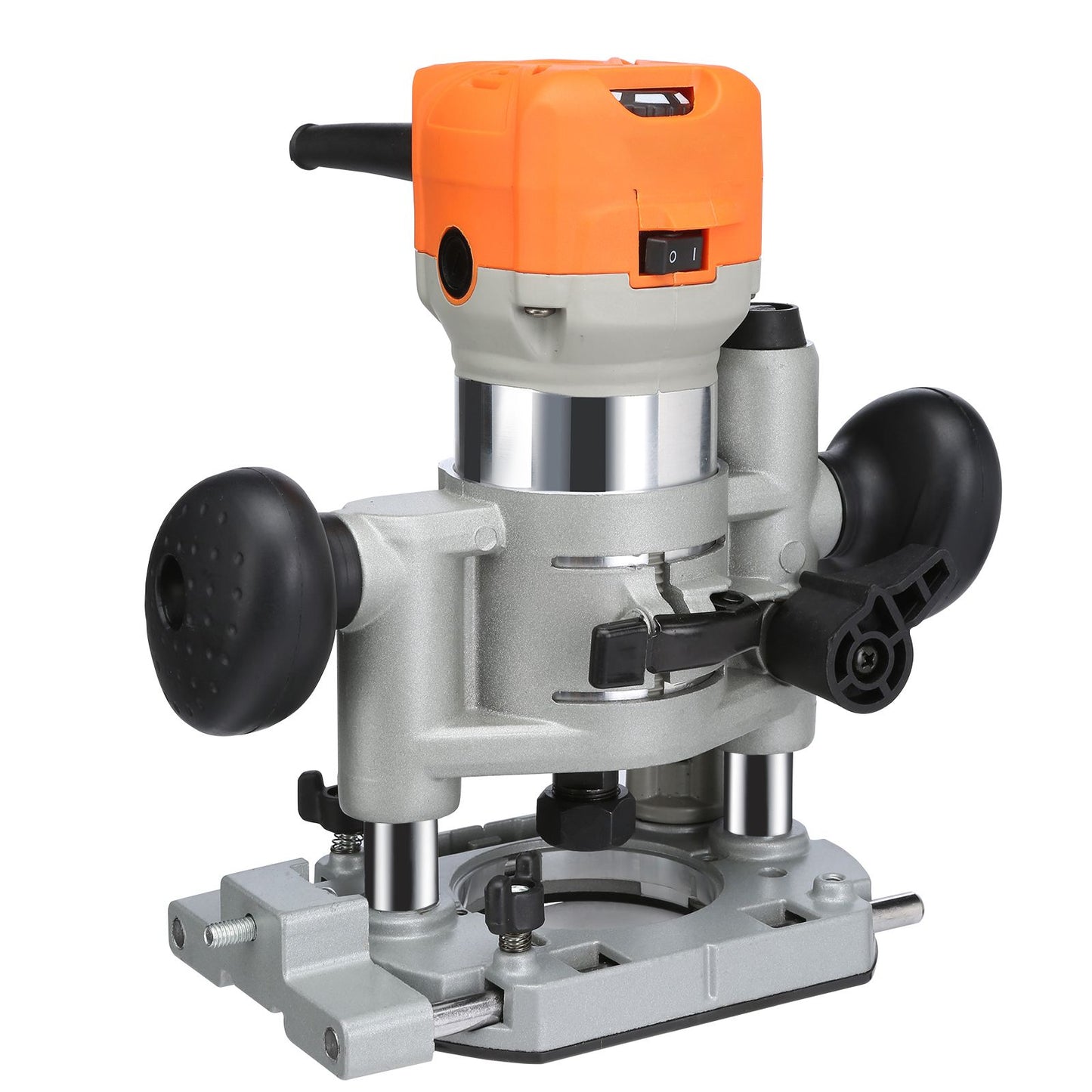 Wood Router, 1.25HP 800W, Compact Wood Trimmer Router Combo Tool with Plunge and Fixed Base, 30000RPM 6 Variable Speeds, with 1/4'' & 5/16'' Collets Dust Hood, for Woodworking Slotting Trimming