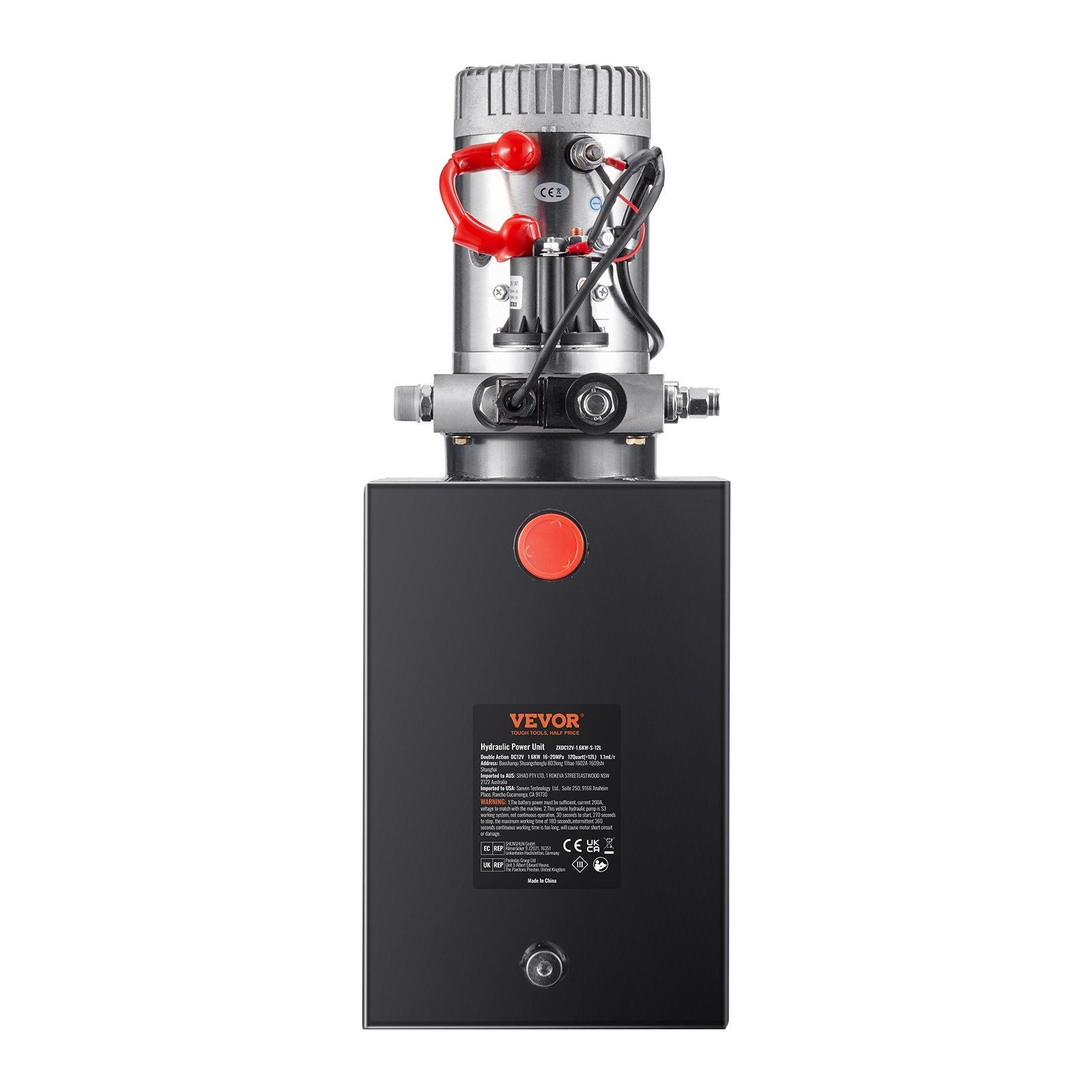 Hydraulic Pump, 12 Quart Hydraulic Power Unit, Single Acting Dump Trailer Pump, 0.91 GPM Flow Rate, 3200 PSI Max Relief Pressure, DC 12V Hydraulic Pump for Dump Trailer Car Lifting