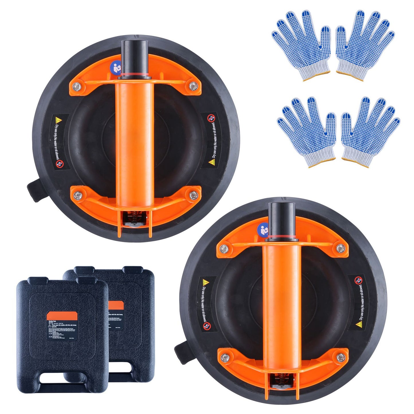 Glass Suction Cup, 203 mm 2 Pack 278 kg Capacity, Vacuum Suction Cup with ABS Handle and Carry Box, Heavy Duty Industrial Suction Cup Lifter Tool for Glass, Granite, Tile, Metal, Wood Lifting