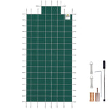 Pool Safety Cover Fits 20x40ft Rectangle Inground Safety Pool Cover Green Mesh with 4x8ft Center End Steps Solid Pool Safety Cover for Swimming Pool Winter Safety Cover