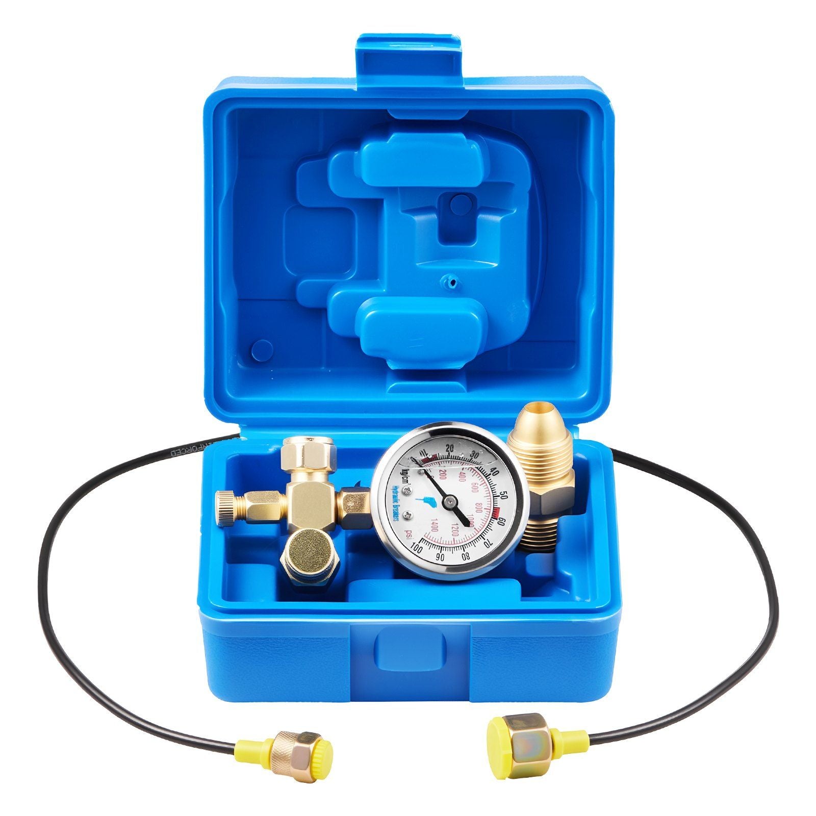 Hydraulic Nitrogen Accumulator Charging Kit, 0-100 Bar Nitrogen Fill Kit, Pressure Test System with 1 Pressure Gauge, 1 Gas Hose, 1 Valve Body and 1 CGA580 Adapter for Construction Machinery