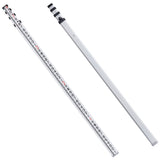 Aluminum Grade Rod, 14-Feet/8ths 4 Sections Telescopic Measuring Rod, Double-Sided Scale 1/8in Leveling Rod Stick, Aluminum Alloy Survey Rod w/ Bubble Level &Carrying Bag for Houses,Walls,Floors