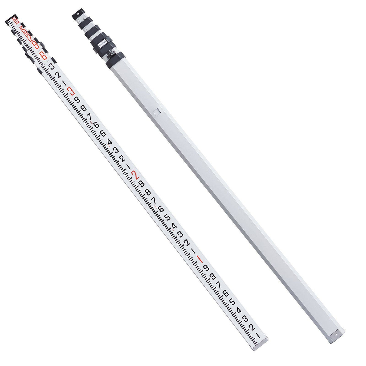 Aluminum Grade Rod, 18-Feet/10ths 6 Sections Telescopic Measuring Rod,Double-Sided Scale 1/10ft Leveling Rod Stick,Aluminum Alloy Survey Rod w/ Bubble Level &Carrying Bag for Houses,Walls,Floors