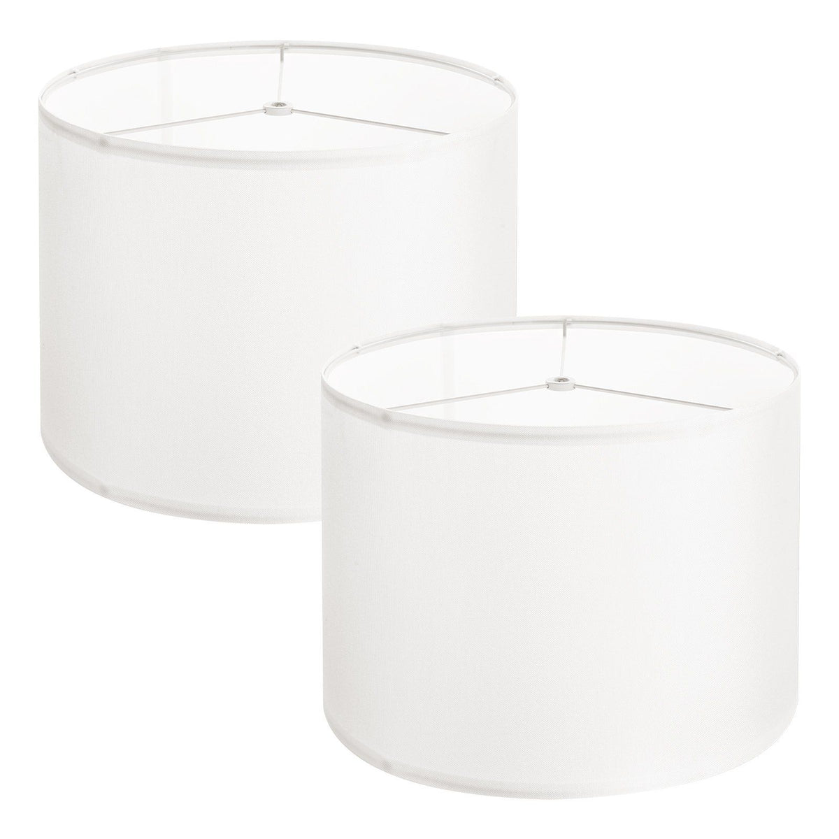 Drum Lamp Shade 2 Set, 33 cm Top x 33 cm Bottom x 25 cm High, Medium Drum Linen Lampshade, Replacement Lamp Shade for Table Lamps Floor Lamps Pendant Lights, Easy Assembly Required (Off-white)
