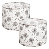 Drum Lamp Shade 2 Set, 33 cm Top x 33 cm Bottom x 25 cm High, Medium Drum Linen Lampshade, Replacement Lamp Shade for Table Lamps Floor Lamps, Easy Assembly Required (Light Dandelion Pattern)