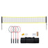 Badminton Net Set, Outdoor Backyard Beach Park Badminton Net, Portable Badminton Equipment Set, Adults Kids Badminton Net with Poles, Carrying Bag, 4 Iron Rackets, and 3 Nylon Shuttlecocks
