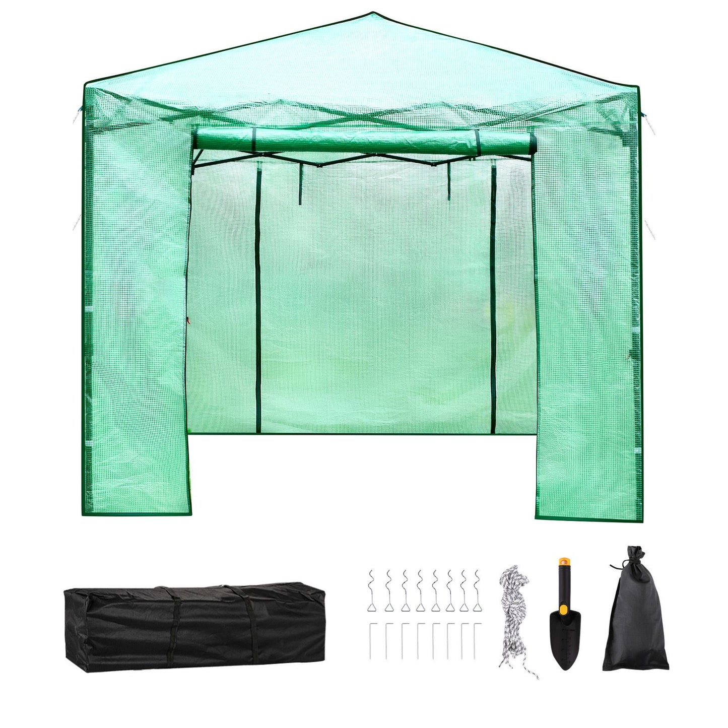 12\'x 8\'x 8\' Pop-Up Greenhouse, Set Up in Minutes, Portable Greenhouse with Doors & Windows. High Strength PE Cover & Powder-Coated Steel Construction