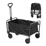 Collapsible Folding Wagon, 2 cu.ft Grass Wagon Cart with All-Terrain 5in Wheels, Heavy Duty Folding Wagon Cart 220 lbs Weight Capacity with Drink Holders, Sports Wagon for Camping, Shopping, Gar